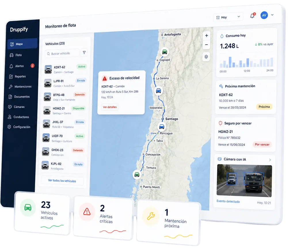Fleet monitoring with AI cameras and maintenance alerts