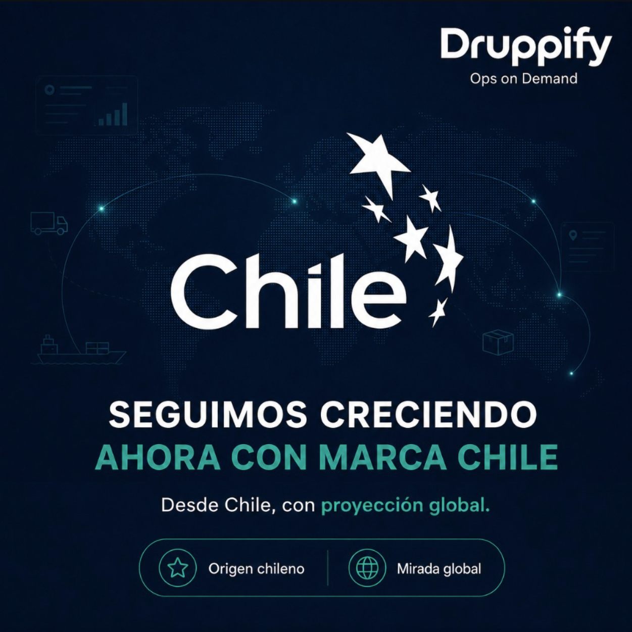 Druppify, seguimos creciendo: ahora con Marca Chile. Desde Chile, con proyección global. Origen chileno, mirada global.